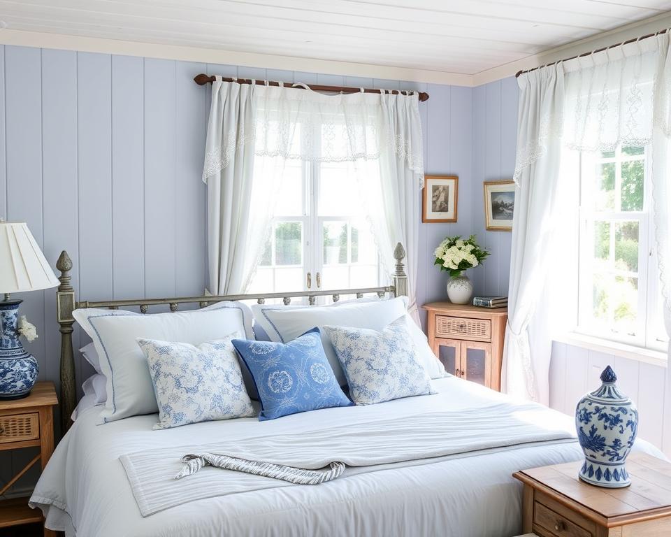 Blue and White Cottage Bedroom