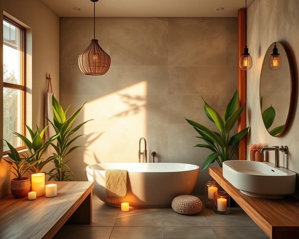 bathroom lighting for earthy decor