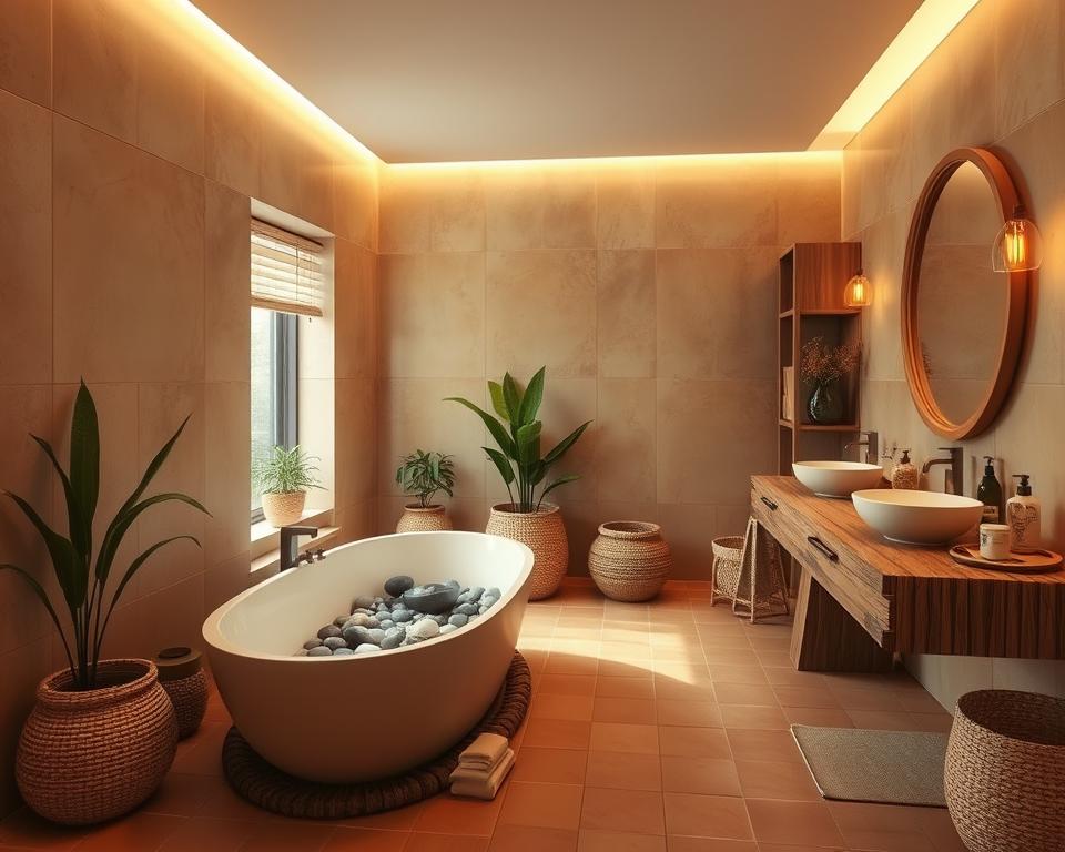 earth tone bathroom