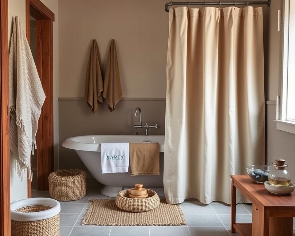 earthy bathroom textiles