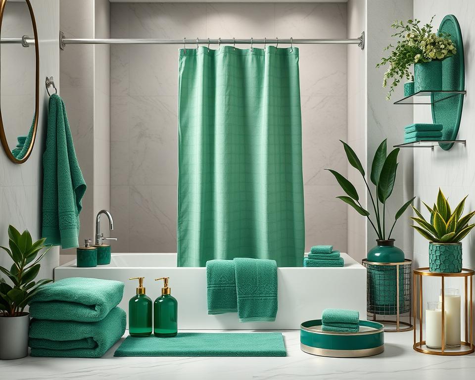 emerald green bathroom accessories