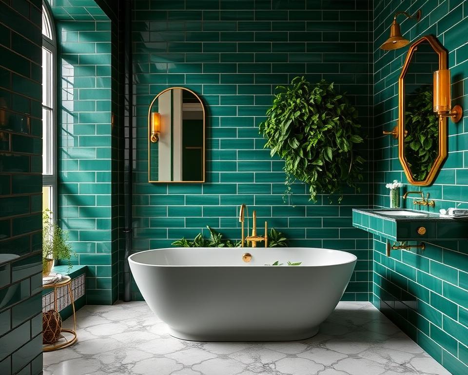 emerald green bathroom decor