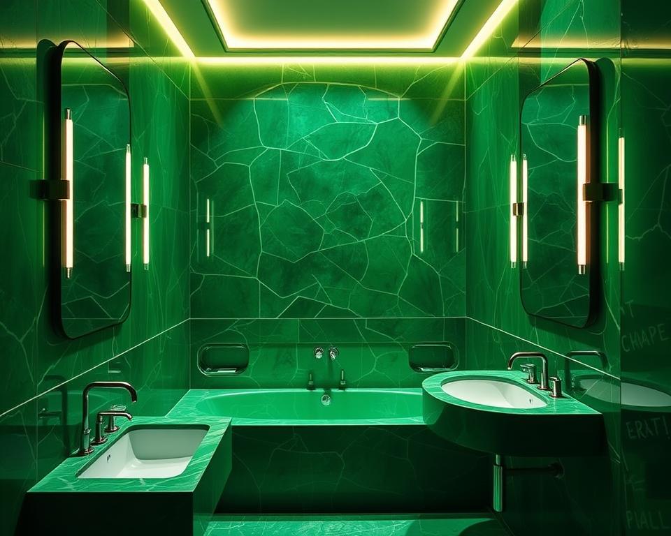 emerald green bathroom lighting