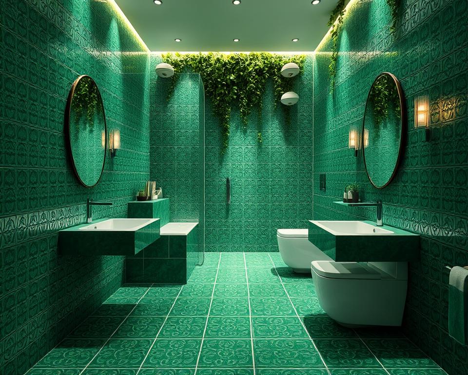 emerald green bathroom tiles