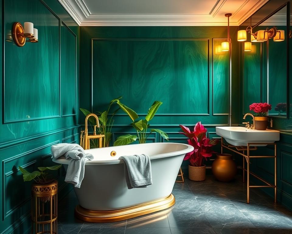 emerald green bathroom