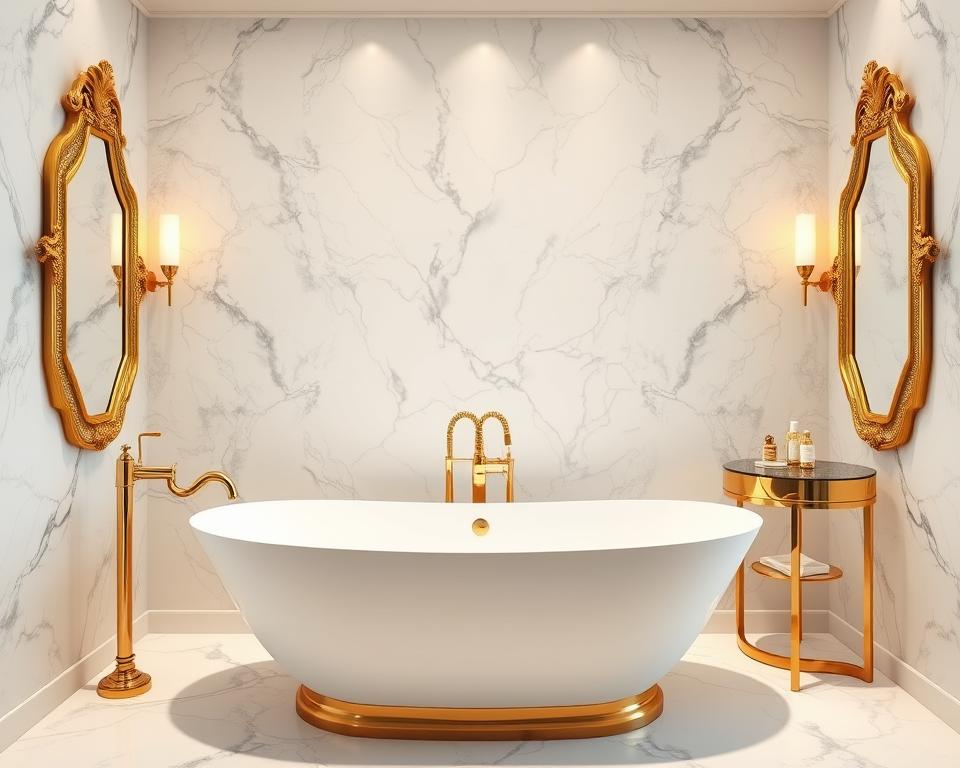 gold and marble bathroom