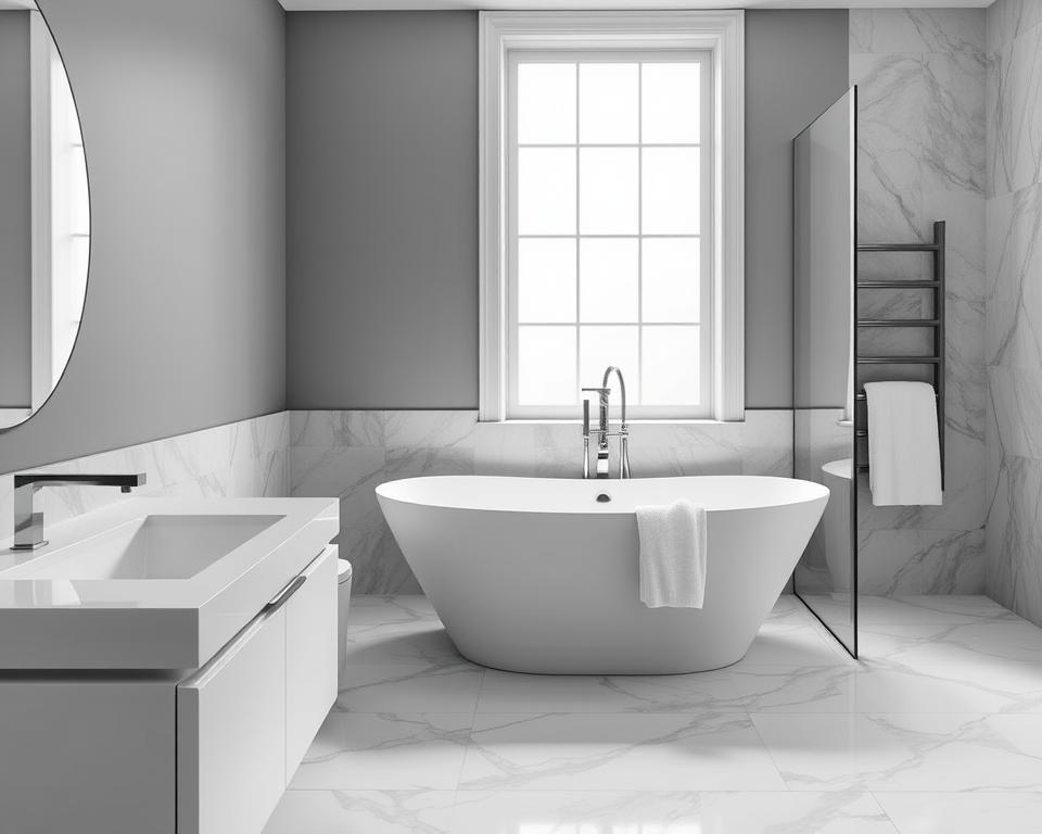 grey and white bathroom