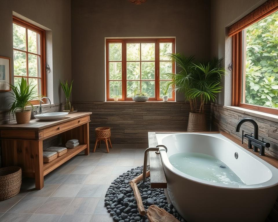 natural materials in bathroom