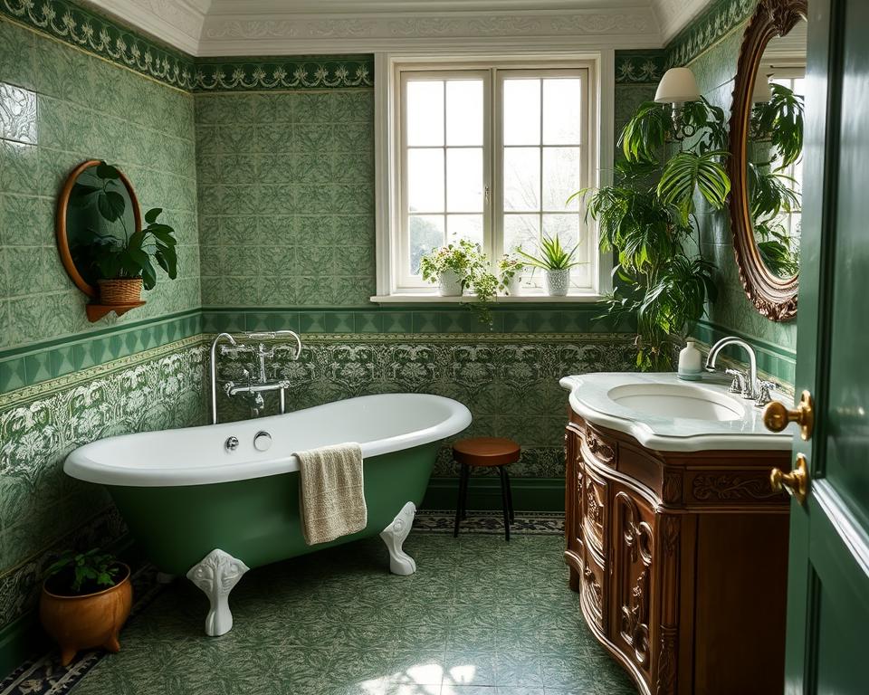 traditional green bathroom